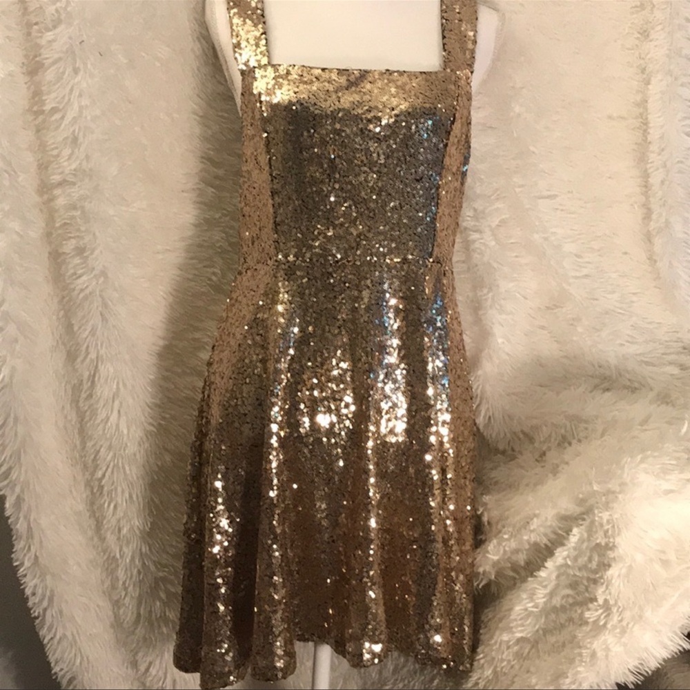 Charlotte Russe gold sequin dress party small